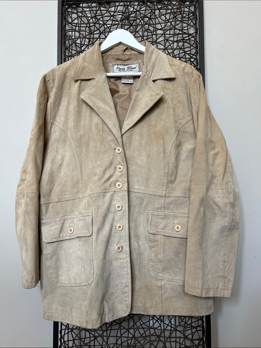 Paris Blues Outerwear Vintage 90s Beige Suede  Jacket "Penny Lane" boho 1X